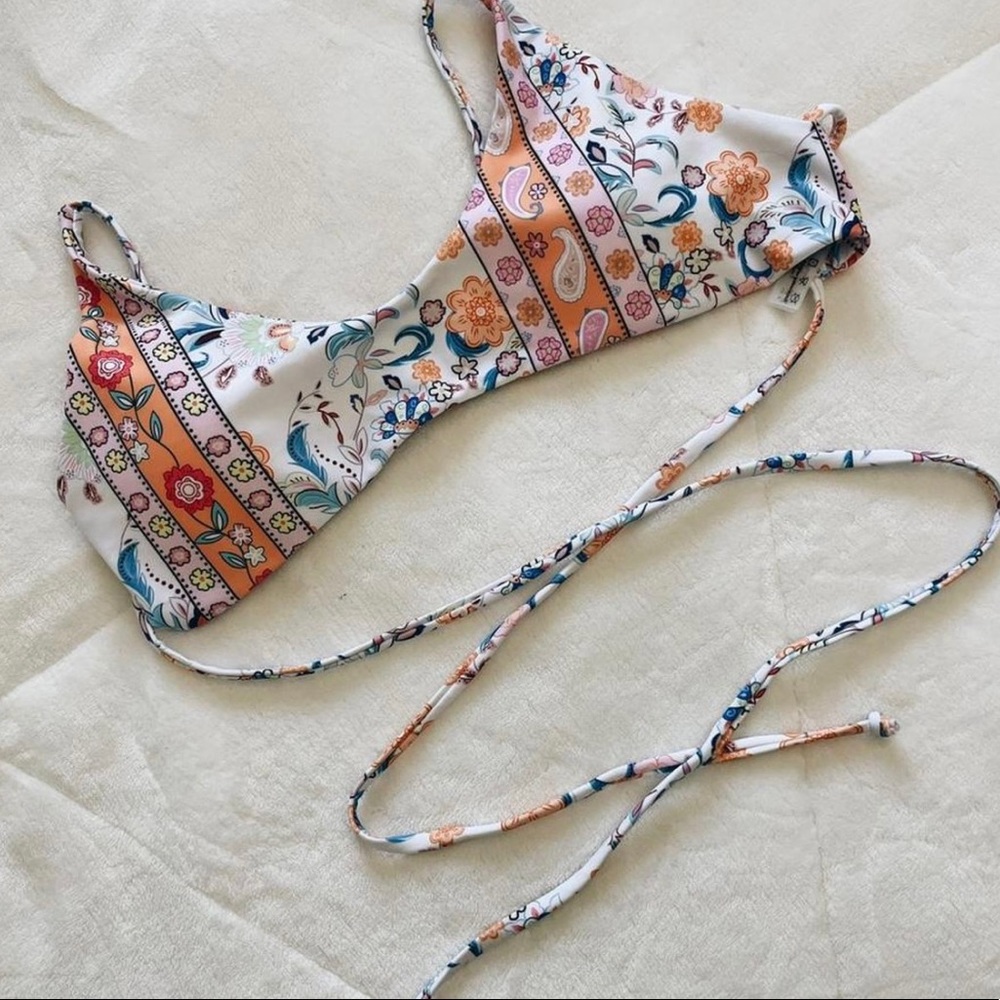 Bohemian Floral Print Bikini Top